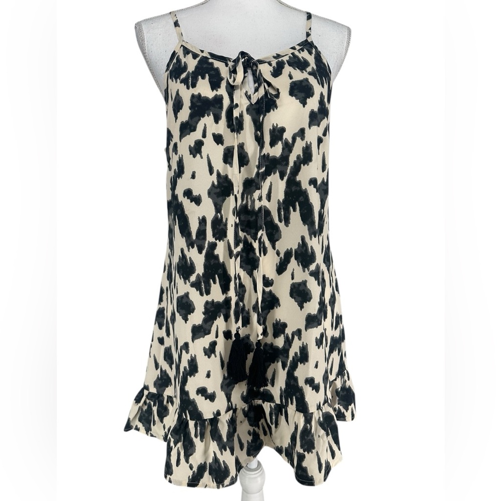 Cream & Black Lepoard Print Dress / Small / Y2K Alt Girl Soft Goth